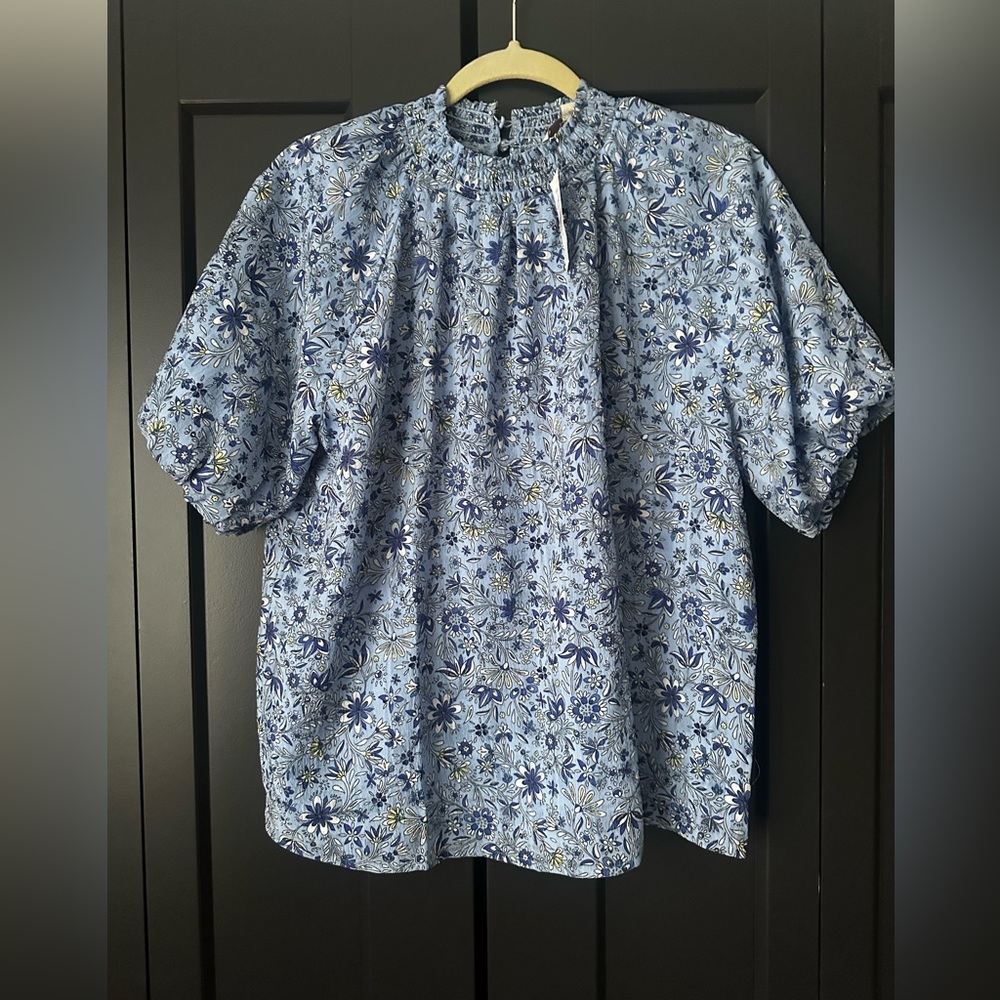 LOFT blouse, size M, NWT 
Blue floral printed, lined, high neck